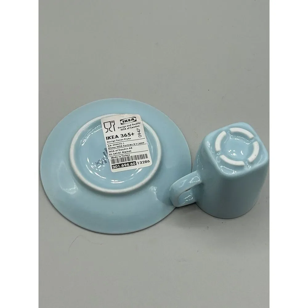 Ikea 365 Susan‎ Pryke Turquoise Color espresso cups Set Of 2 cups w/saucers New